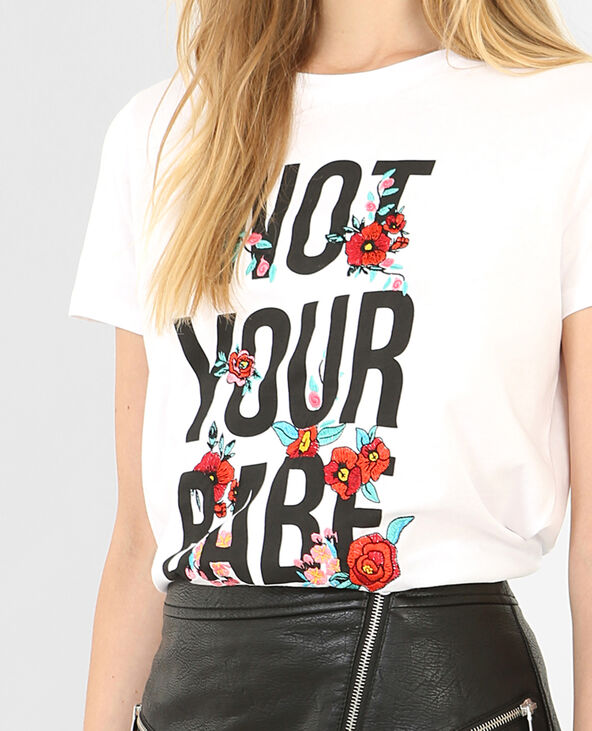 T-shirt à broderies blanc - Pimkie
