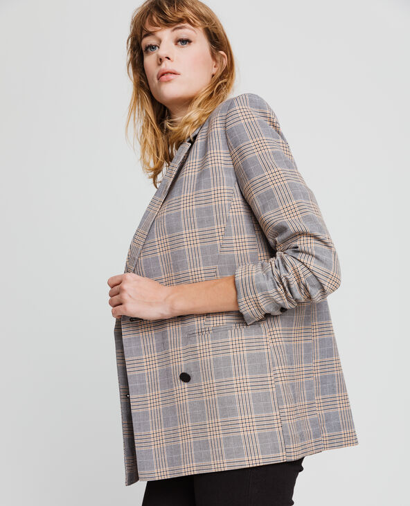 Blazer à carreaux camel - Pimkie