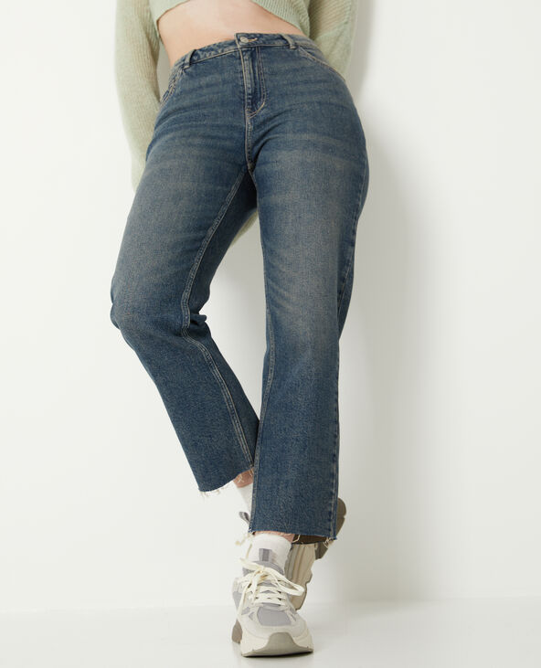 Jean droit taille regular avec bas effilochés vert kaki - Pimkie
