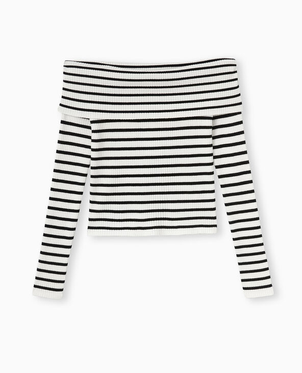 Pull maille fine encolure Bardot blanc - Pimkie