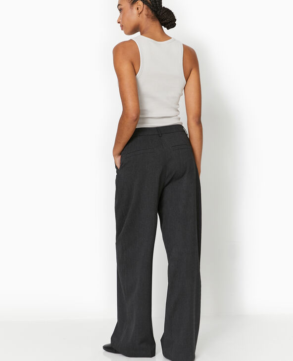 Pantalon droit et large avec pinces gris foncé - Pimkie
