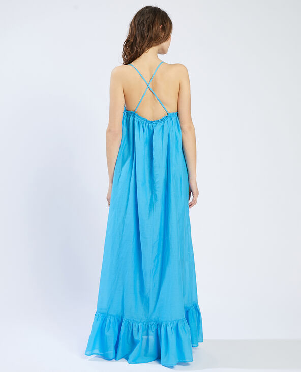 Robe longue à volants bleu - Pimkie