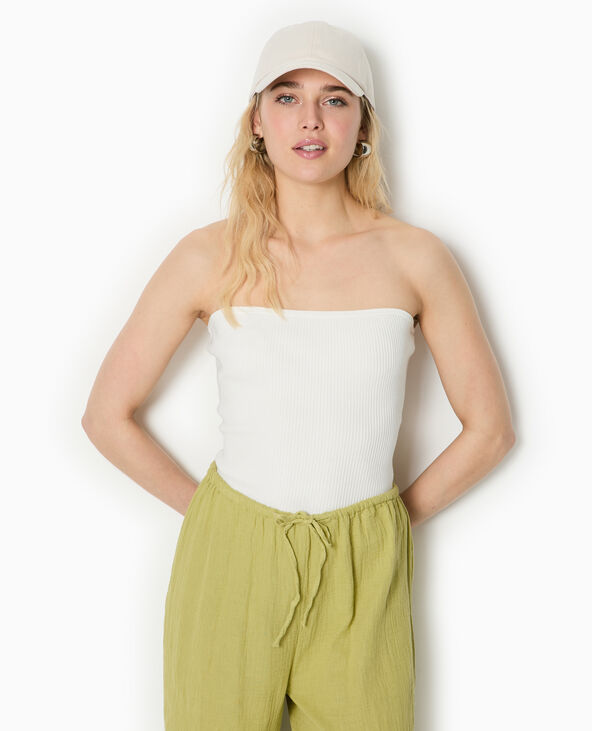 Top bustier en maille côtelée blanc - Pimkie