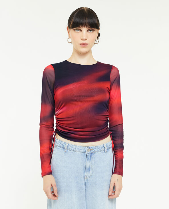 Top micro-mesh avec liens coulissants rouge - Pimkie