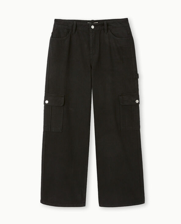 Jean large cargo taille basse noir - Pimkie