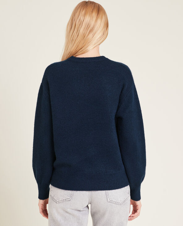 Pull maille col rond bleu marine - Pimkie