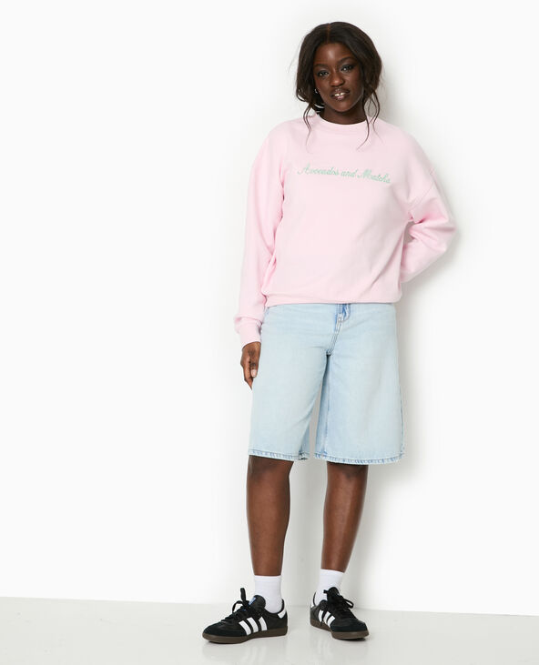 Sweat oversize avec broderies devant et dos rose clair - Pimkie