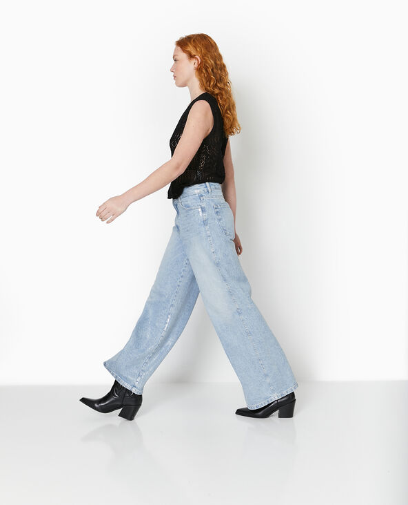 Jean wide taille haute avec enduit argenté argenté - Pimkie