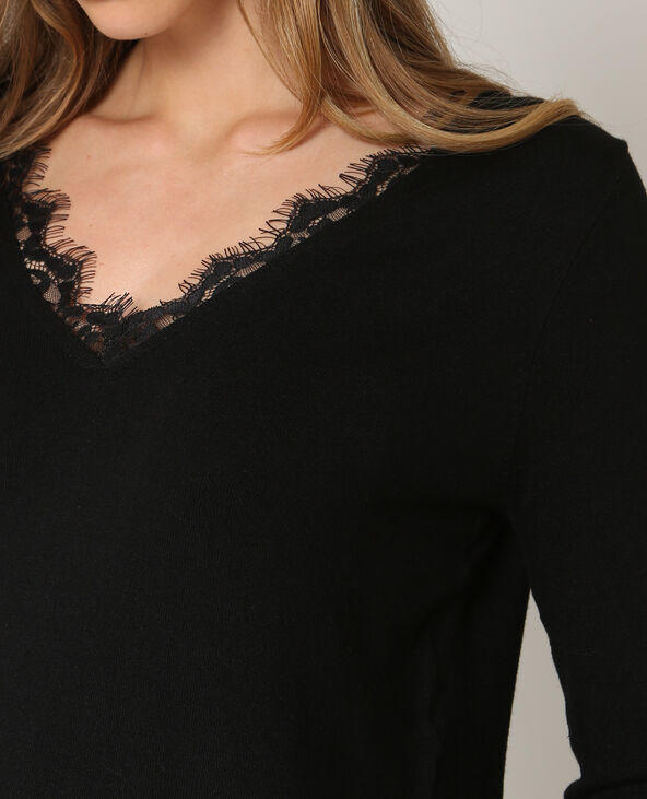 Pull à col V noir - Pimkie