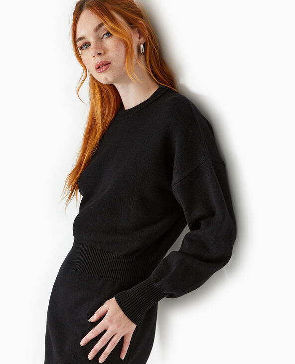 Robe en maille avec taille marquée noir - Pimkie