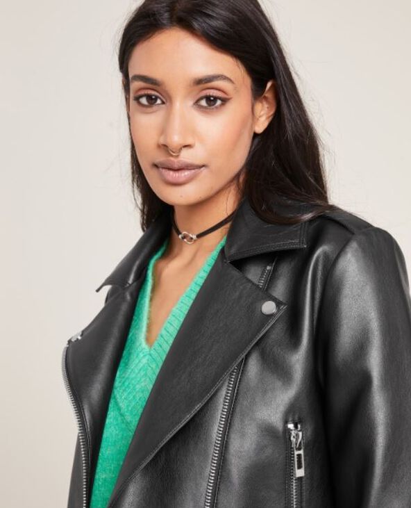 Blouson biker zippé noir - Pimkie