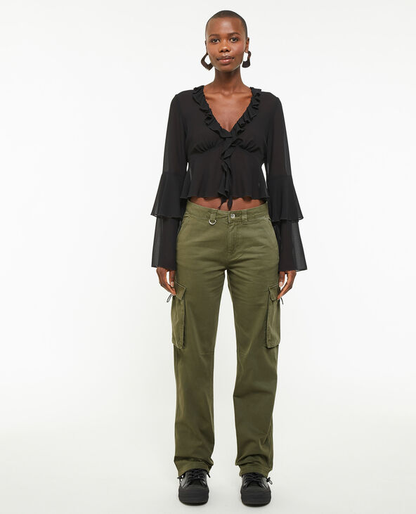 Pantalon cargo taille basse vert kaki - Pimkie