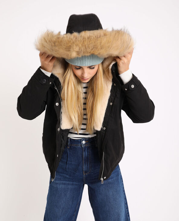 Parka courte à capuche noir - Pimkie