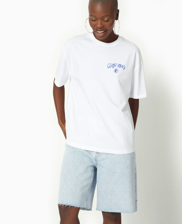 T-shirt oversize avec print devant et dos bleu - Pimkie