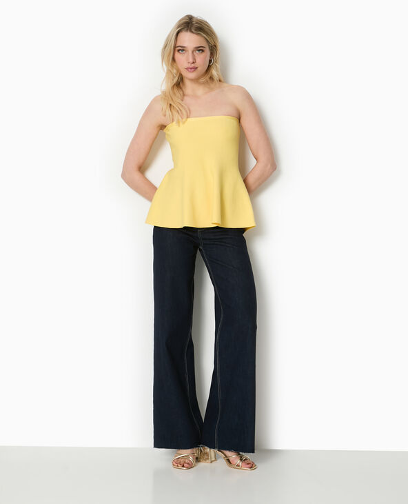 Top bustier évasé en maille jaune - Pimkie