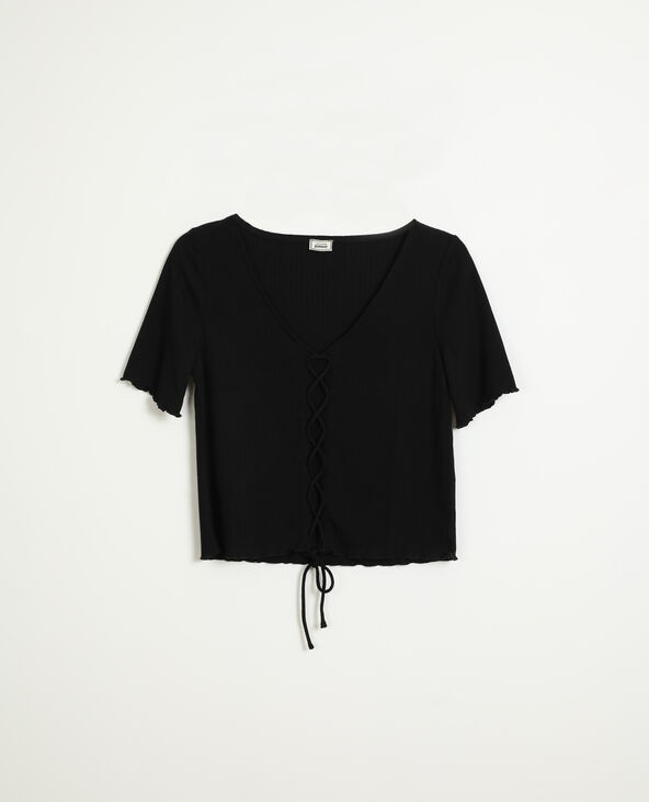 Top à lacet noir - Pimkie