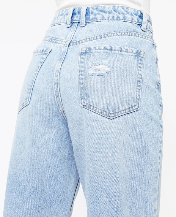 Jean mom taille haute trashé bleu - Pimkie
