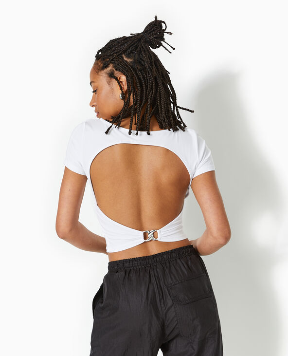 Top court avec cut out dos blanc - Pimkie