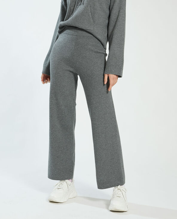 Pantalon wide leg gris chiné - Pimkie