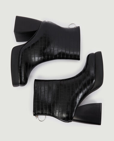 Boots plateformes effet croco noir - Pimkie