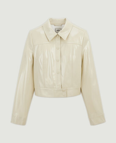 Veste courte et droite en vinyle beige - Pimkie
