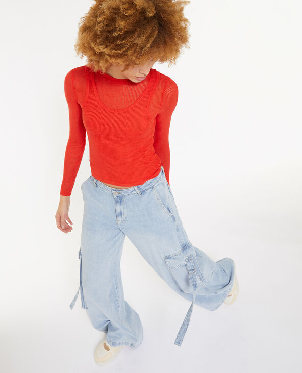 Top manches longues effet superposition rouge - Pimkie