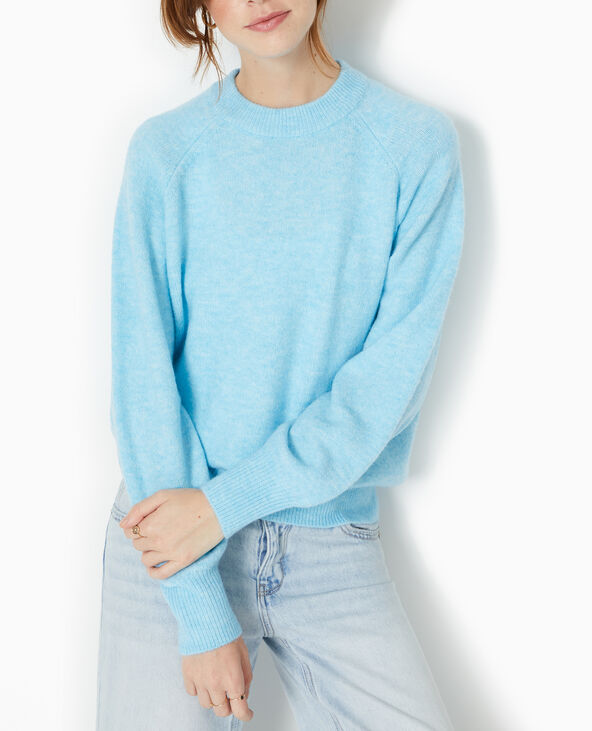 Pull oversize col rond manches raglan bleu turquoise - Pimkie