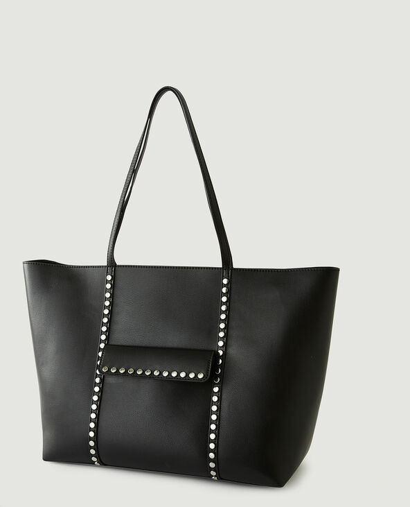 Sac cabas en simili cuir à clous noir - Pimkie