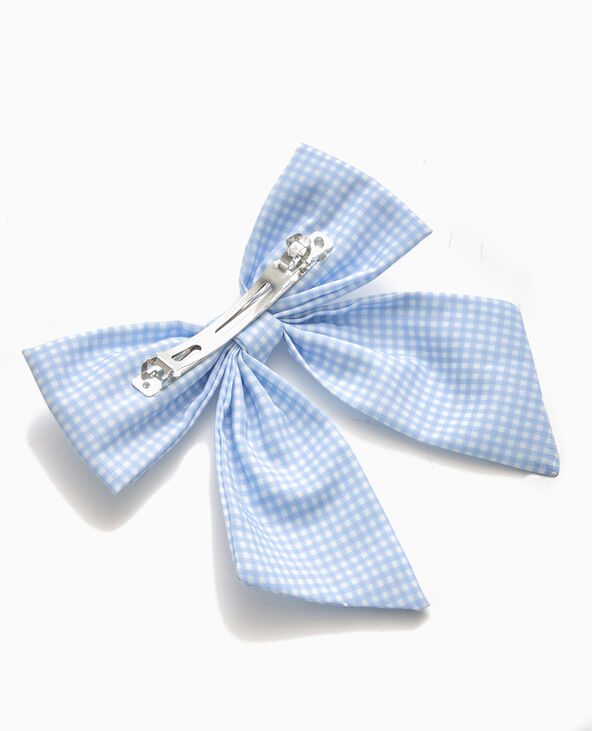 Barrette avec grand nœud vichy bleu clair - Pimkie
