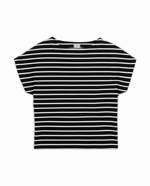 T-shirt blanc rayé avec grandes emmanchures noir - Pimkie