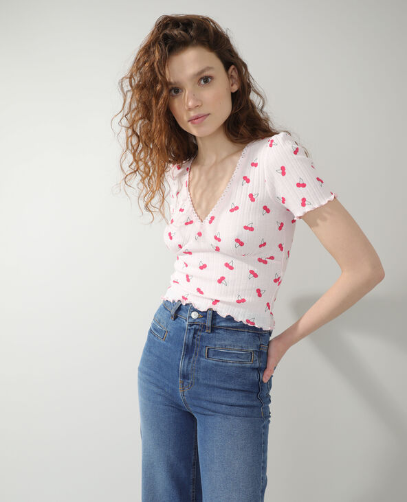 T-shirt motifs cerises rose clair - Pimkie