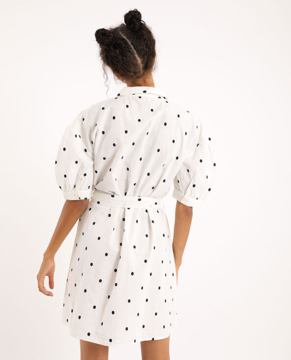 Robe chemisier manches bouffantes blanc - Pimkie