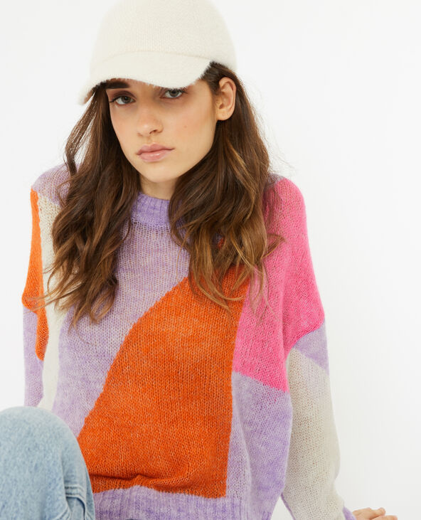 Pull en maille légère colorblock lilas - Pimkie