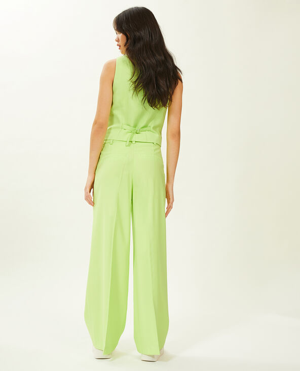 Pantalon large en toile fluide vert anis - Pimkie