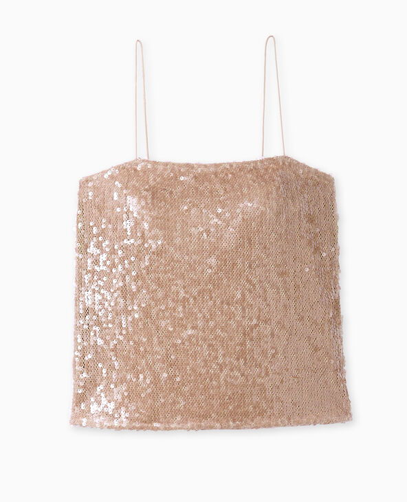 Top dos ouvert en maille ajourée avec sequins doré - Pimkie