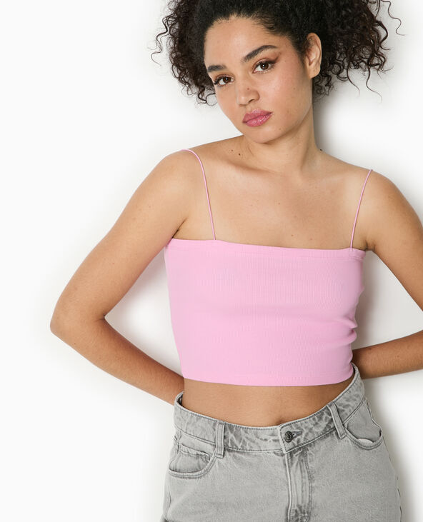 Top bandeau court avec bretelles fines rose - Pimkie