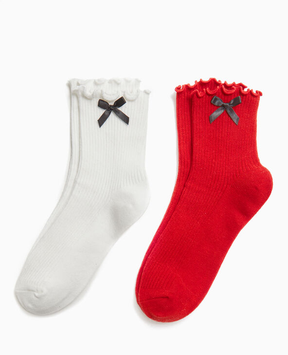 Lot de 2 paires de chaussettes avec nœuds rouge - Pimkie