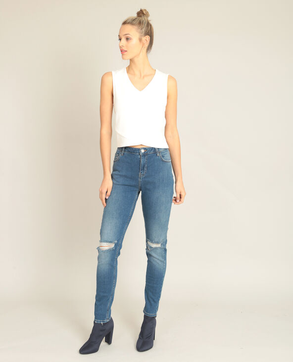 Cropped top col V blanc - Pimkie
