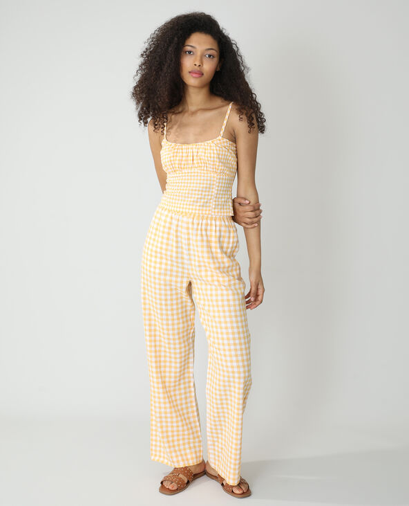 Pantalon wide legs Vichy sable - Pimkie