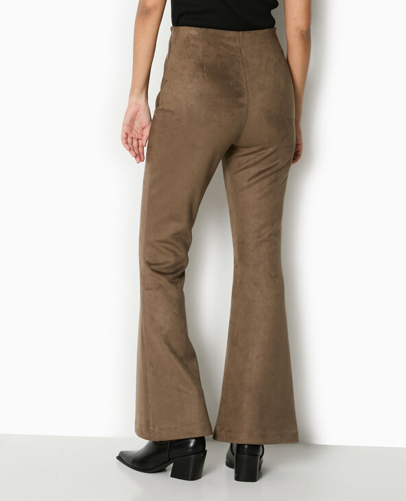 Pantalon flare en suédine marron - Pimkie