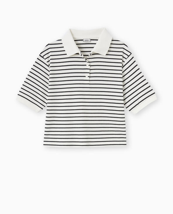 Polo court rayé blanc - Pimkie