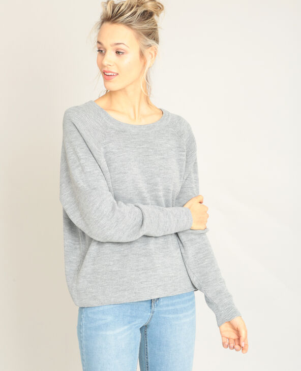 Pull à nœud gris chiné - Pimkie