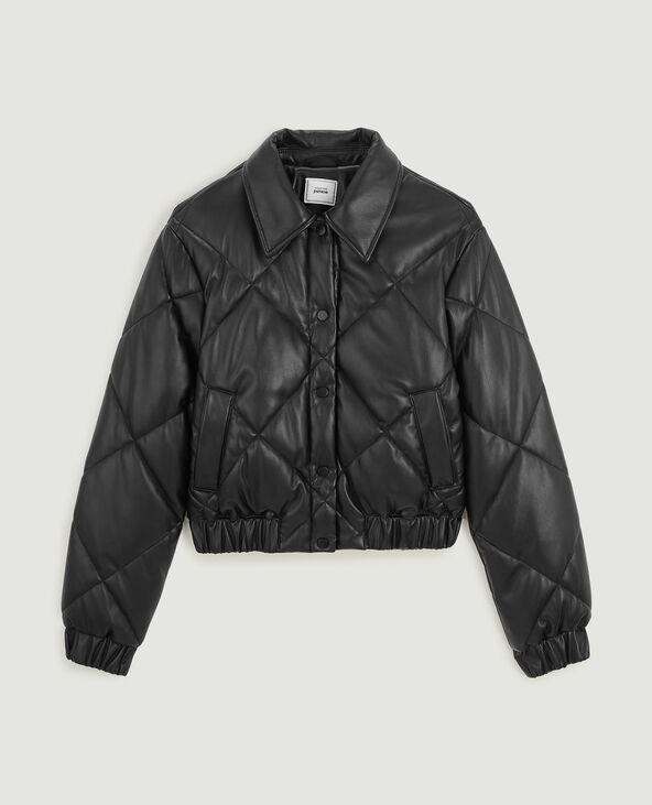 Doudoune matelassée simili cuir noir - Pimkie