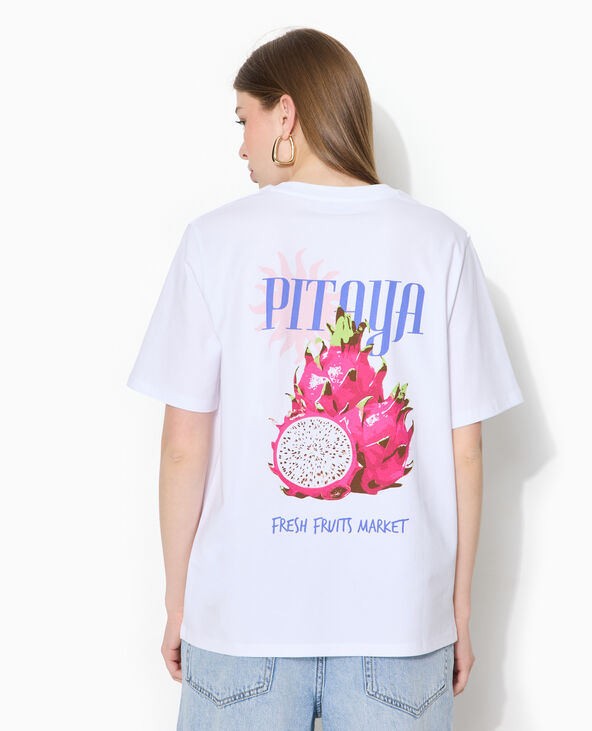 T-shirt oversize avec print poitrine et dos blanc - Pimkie