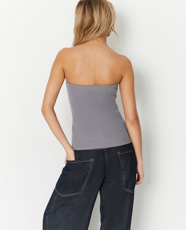Top bustier en maille côtelée gris - Pimkie