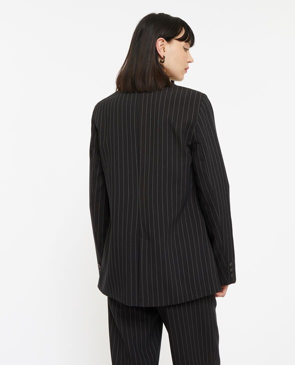 Veste blazer droite avec fines rayures noir - Pimkie