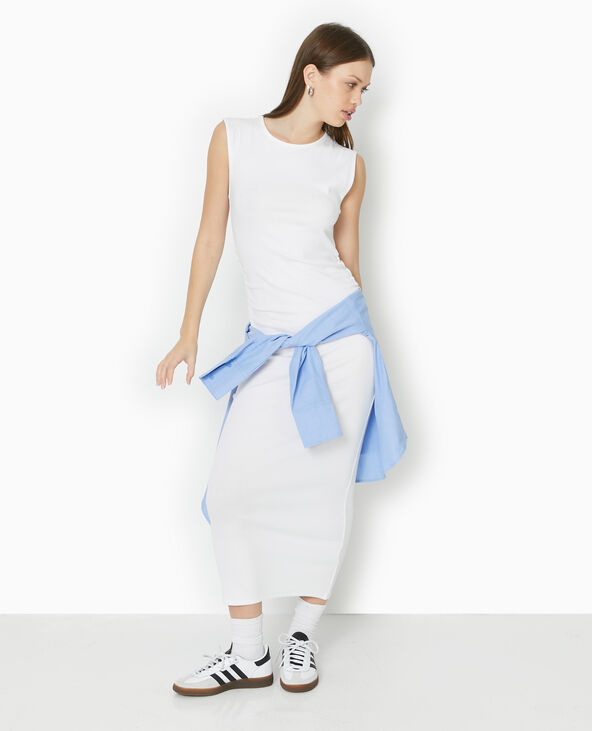 Robe longue sans manches avec fronces côtés blanc - Pimkie