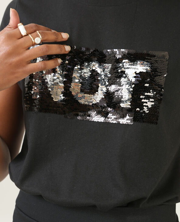 T-shirt message reversible noir - Pimkie