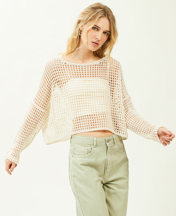 Pull cropped en filet blanc - Pimkie