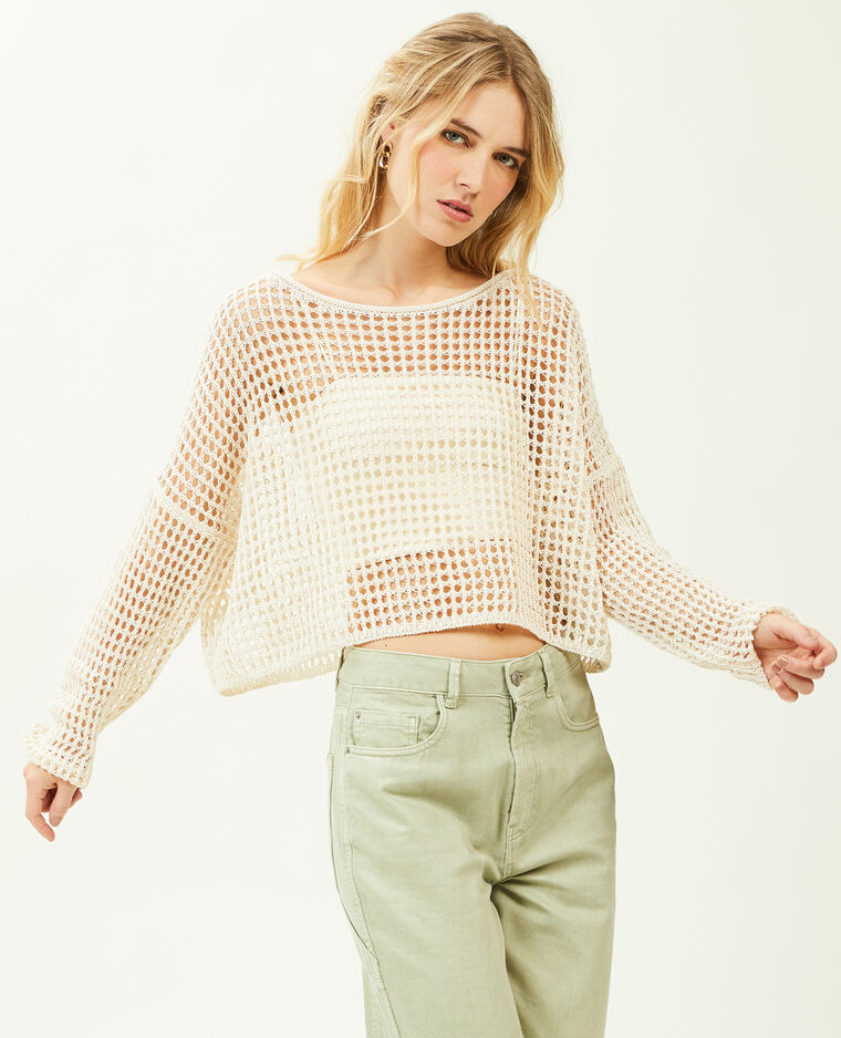 Pull cropped en filet blanc - Pimkie